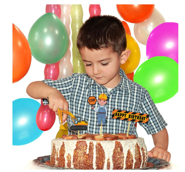 Construction Vehicle Helium Foil Balloons Happy Birthday Set Party Decorations