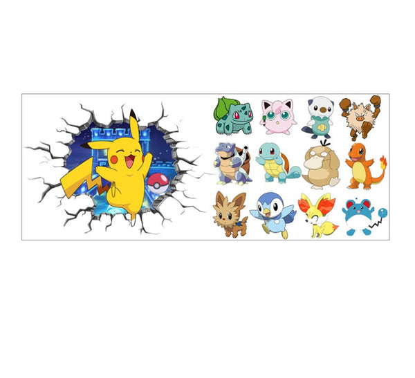 3D Pokemon Pikachu Wall Art Sticker Removable Kids Nursery Boy Vinyl Decal Decor