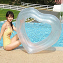 2 Sizes Inflatable Pool Float Swim Ring Heart Shape White Glitter