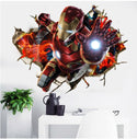 3D Wall Stickers Removable The Avengers Ironman Broken Wall Kid Boy Room