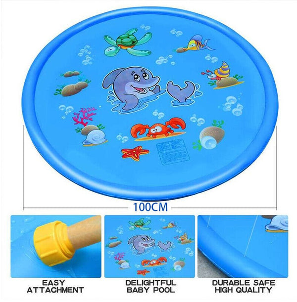 Inflatable Dolphin Premium Splash Play mat Water Sprinkle Spray pad Toys 100cm