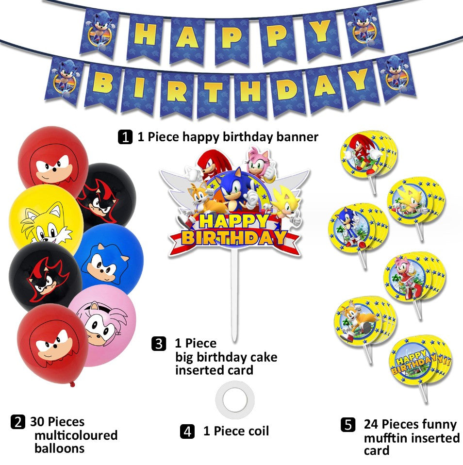 Cartoon Sonic The Hedgehog Foil Helium Balloon Set Birthday Party Decoration