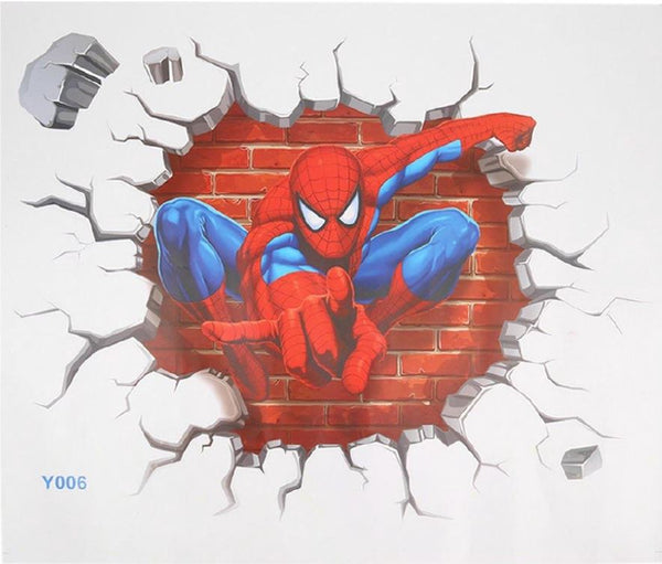 3D Wall Stickers Removable The Avengers Spider Man Broken Wall Kid Boy Room