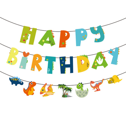 Dinosaur Happy Birthday Paper Banner & Garland 10M String
