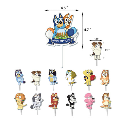 Bluey Birthday Party Decoration Set – Banner, Balloons & Cake Toppers (51 Pcs)