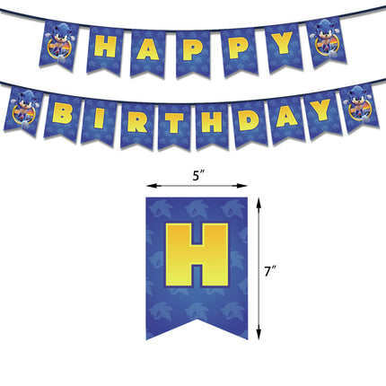 Cartoon Sonic the Hedgehog Game Happy Birthday Banner 17 Card Party Decoration