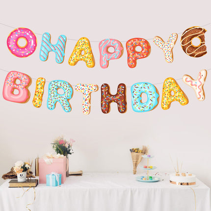Colourful Donut Happy Birthday Paper Banner