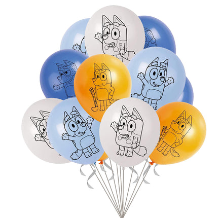 Bluey Birthday Party Decoration Set – Banner, Balloons & Cake Toppers (51 Pcs)
