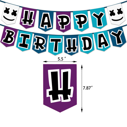 Fortnite Gaming Birthday Party Supplies Set – Banner, Foil Balloons & Toppers (55 Pcs)