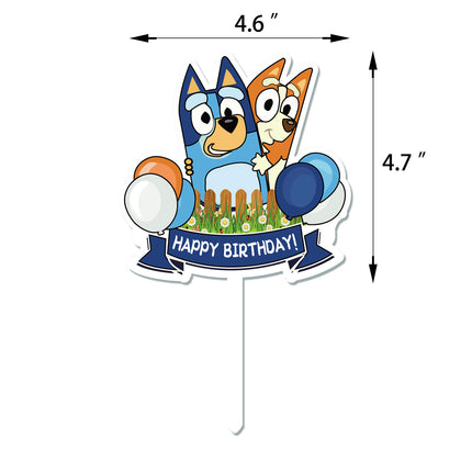 Bluey Birthday Party Decoration Set – Banner, Balloons & Cake Toppers (51 Pcs)