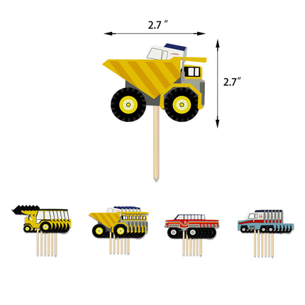 Construction Birthday Party Decoration Set – 3 Banners & 24 Cake Toppers