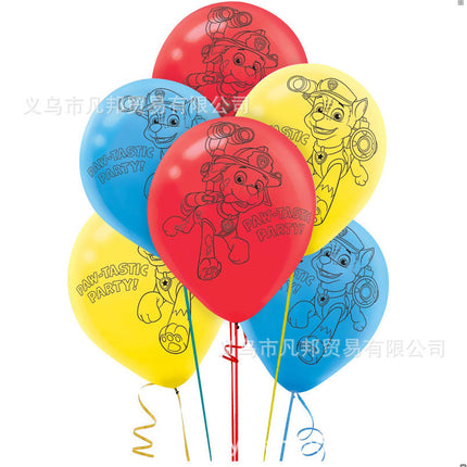 12 Inch Paw Patrol Style Birthday Balloons Kids Party Latex Balloon 6Pcs Set