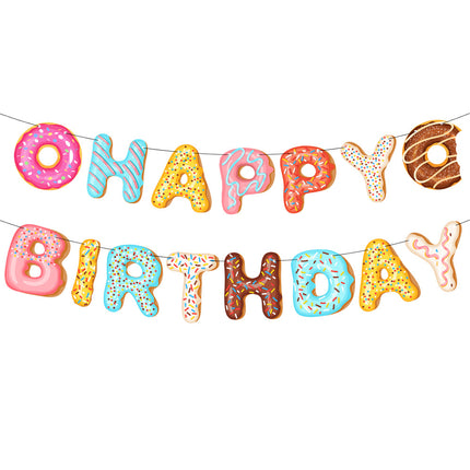 Colourful Donut Happy Birthday Paper Banner