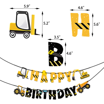 Construction Birthday Party Decoration Set – 3 Banners & 24 Cake Toppers