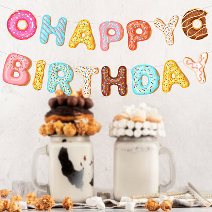 Colourful Donut Happy Birthday Paper Banner
