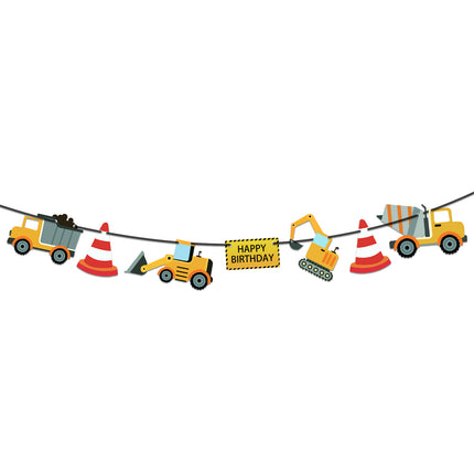 Construction Birthday Party Decoration Set – 3 Banners & 24 Cake Toppers