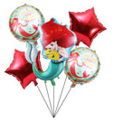 5PCS Cartoon Mermaid Balloons Star Foil Balloon Birthday Party Decoration Set