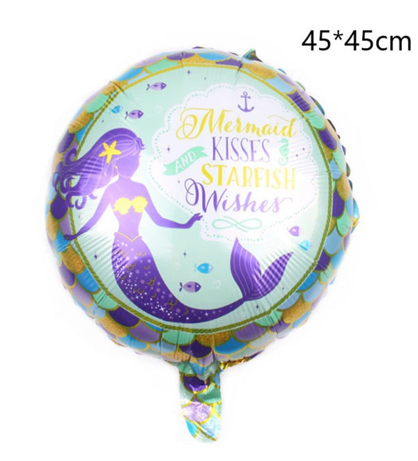 5PCS Cartoon Mermaid Balloons Star Foil Balloon Birthday Party Decoration Set