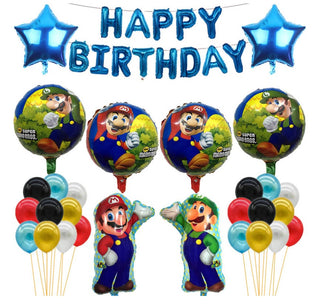 Buy blue-set Super Mario Helium Foil Balloons Happy Birthday Set Kid Party Decorations