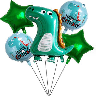 5PCS Dinosaur Balloons Star Foil Balloon Birthday Party Decoration Set