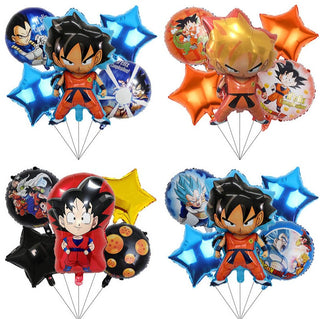 5PC Dragon Ball Goku Foil Balloons Set Kids Birthday Party Decorations Cartoon