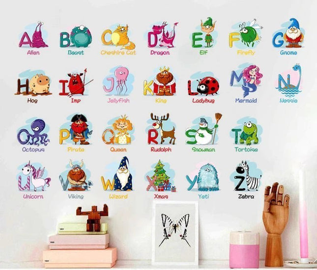 A-Z Alphabet Animal Learning Wall Sticker for Kids Room - Go2buy Australia