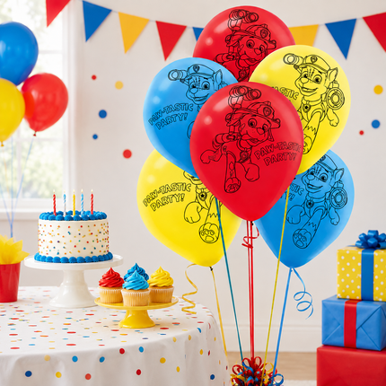 12 Inch Paw Patrol Style Birthday Balloons Kids Party Latex Balloon 6Pcs Set