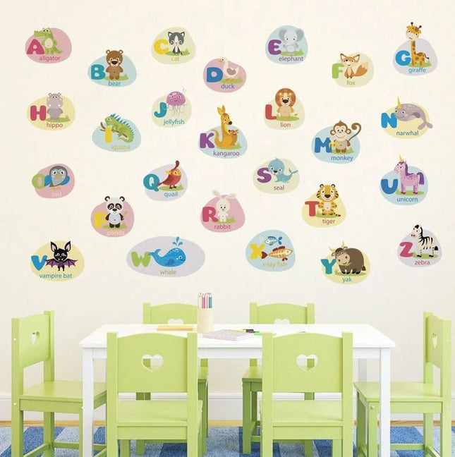 Alphabet Animal Wall Sticker for Kids Room - Go2buy Australia