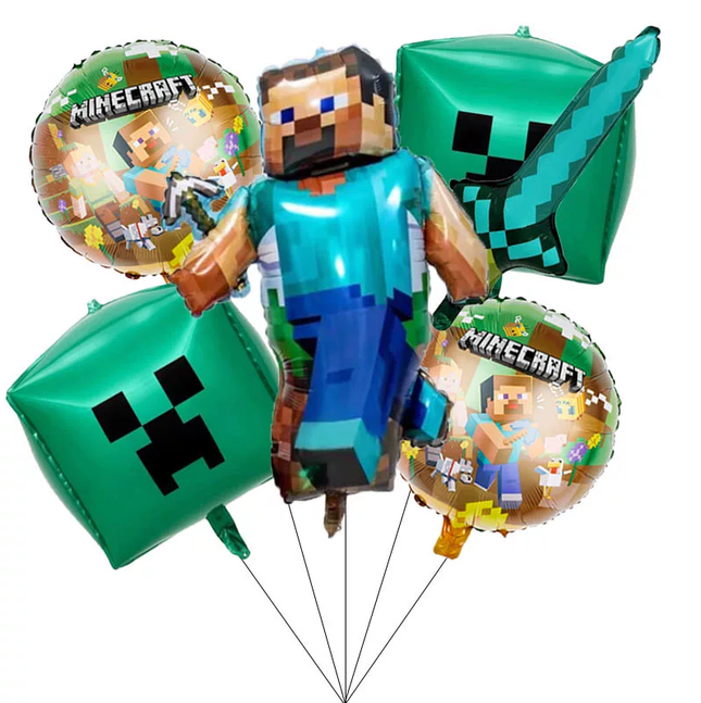 Block Game Style Foil Balloon Set – Pixel Character Gaming Party Decoration - Go2buy Australia