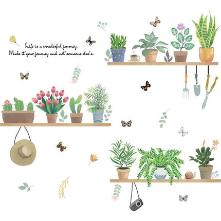 Botanical Plant Shelf Wall Stickers with Flowers & Butterflies - Go2buy Australia