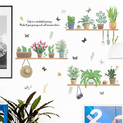 Botanical Plant Shelf Wall Stickers with Flowers & Butterflies - Go2buy Australia