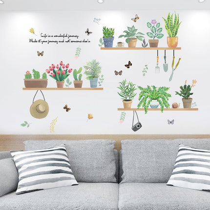 Botanical Plant Shelf Wall Stickers with Flowers & Butterflies - Go2buy Australia