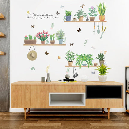 Botanical Plant Shelf Wall Stickers with Flowers & Butterflies - Go2buy Australia