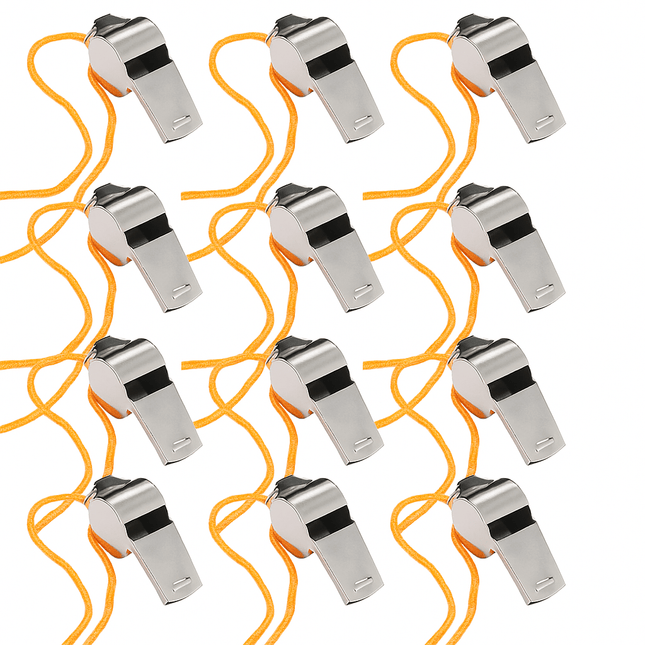 Bulk 12PCS Metal Sports Whistle Referee Indoor Outdoor Match Camping Emergency - Go2buy Australia