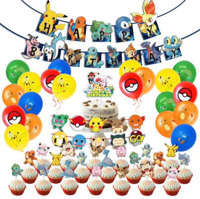Cartoon Pokemon Pikachu Foil Helium Balloon Birthday Set Party Decoration - Go2buy Australia