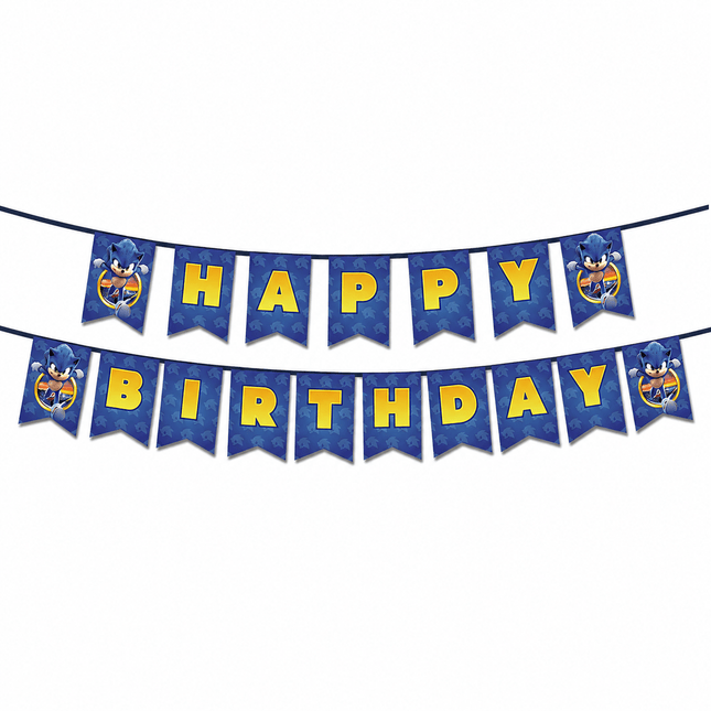 Cartoon Sonic the Hedgehog Game Happy Birthday Banner 17 Card Party Decoration - Go2buy Australia