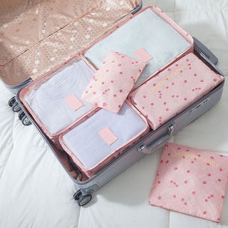 Buy pink-cherry 6PCS Travel Luggage Organizer Set Backpack Storage Pouches Suitcase Packing Bags(11 Colors Available)