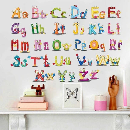 Colourful A-Z Alphabet Animal Kids Wall Sticker - Go2buy Australia