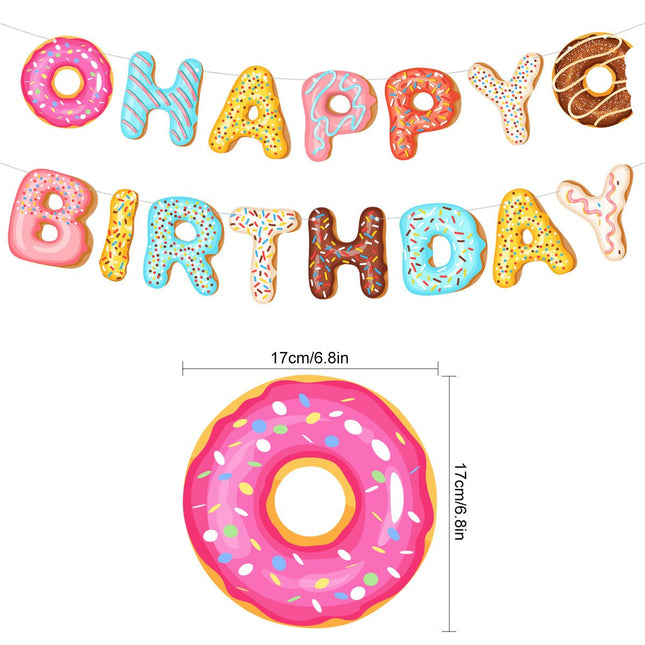 Colourful Donut Happy Birthday Paper Banner - Go2buy Australia