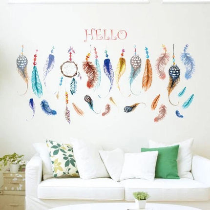 Colourful Feather Removable Wall Sticker – Hello Wall Decal - Go2buy Australia