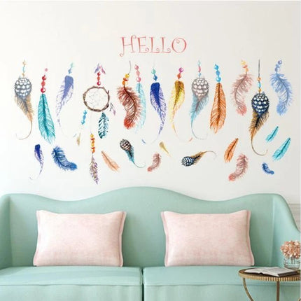 Colourful Feather Removable Wall Sticker – Hello Wall Decal - Go2buy Australia