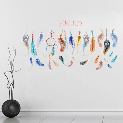 Colourful Feather Removable Wall Sticker – Hello Wall Decal - Go2buy Australia