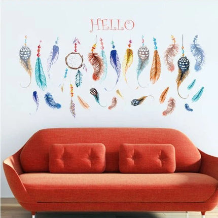 Colourful Feather Removable Wall Sticker – Hello Wall Decal - Go2buy Australia