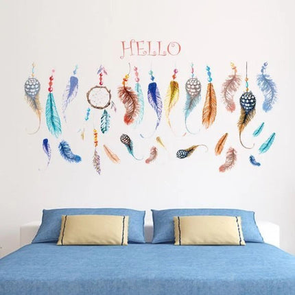Colourful Feather Removable Wall Sticker – Hello Wall Decal - Go2buy Australia