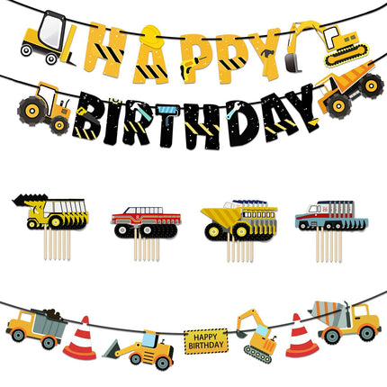 Construction Birthday Party Decoration Set – 3 Banners & 24 Cake Toppers - Go2buy Australia