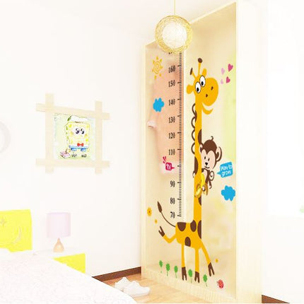 Cute Giraffe & Monkey Growth Chart Wall Decal - Cartoon Animal Height Ruler Sticker for Kids Room & Baby Nursery Wall Art - Go2buy Australia