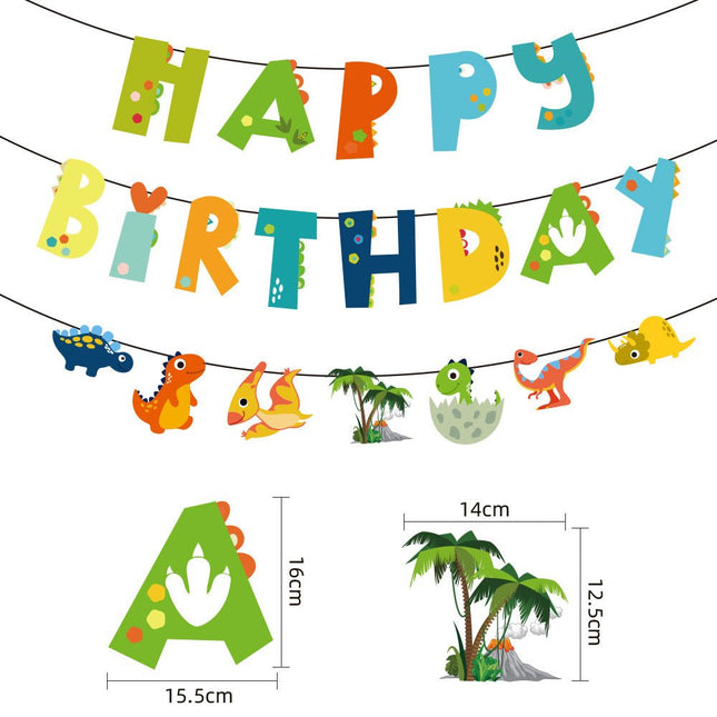 Dinosaur Happy Birthday Paper Banner & Garland 10M String - Go2buy Australia
