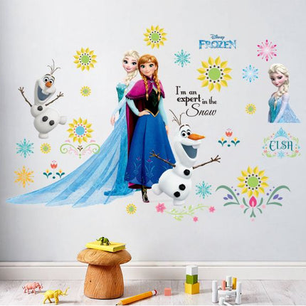 Disney Frozen Elsa Anna Wall Sticker Removable Broken Wall Kid Girl Room Decor - Go2buy Australia