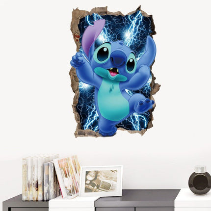 Disney Stitch Inspired 3D Broken Wall Kids Wall Sticker - Go2buy Australia
