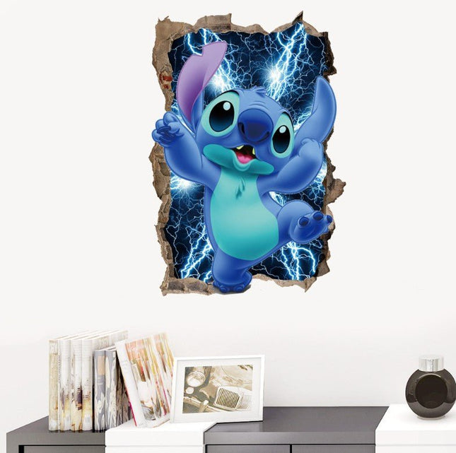 Disney Stitch Inspired 3D Broken Wall Kids Wall Sticker - Go2buy Australia